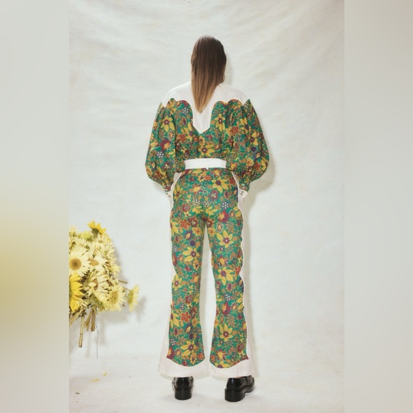 ALÉMAIS Isabella paneled floral-print linen blouse size 6 AUS - Picture 6 of 13